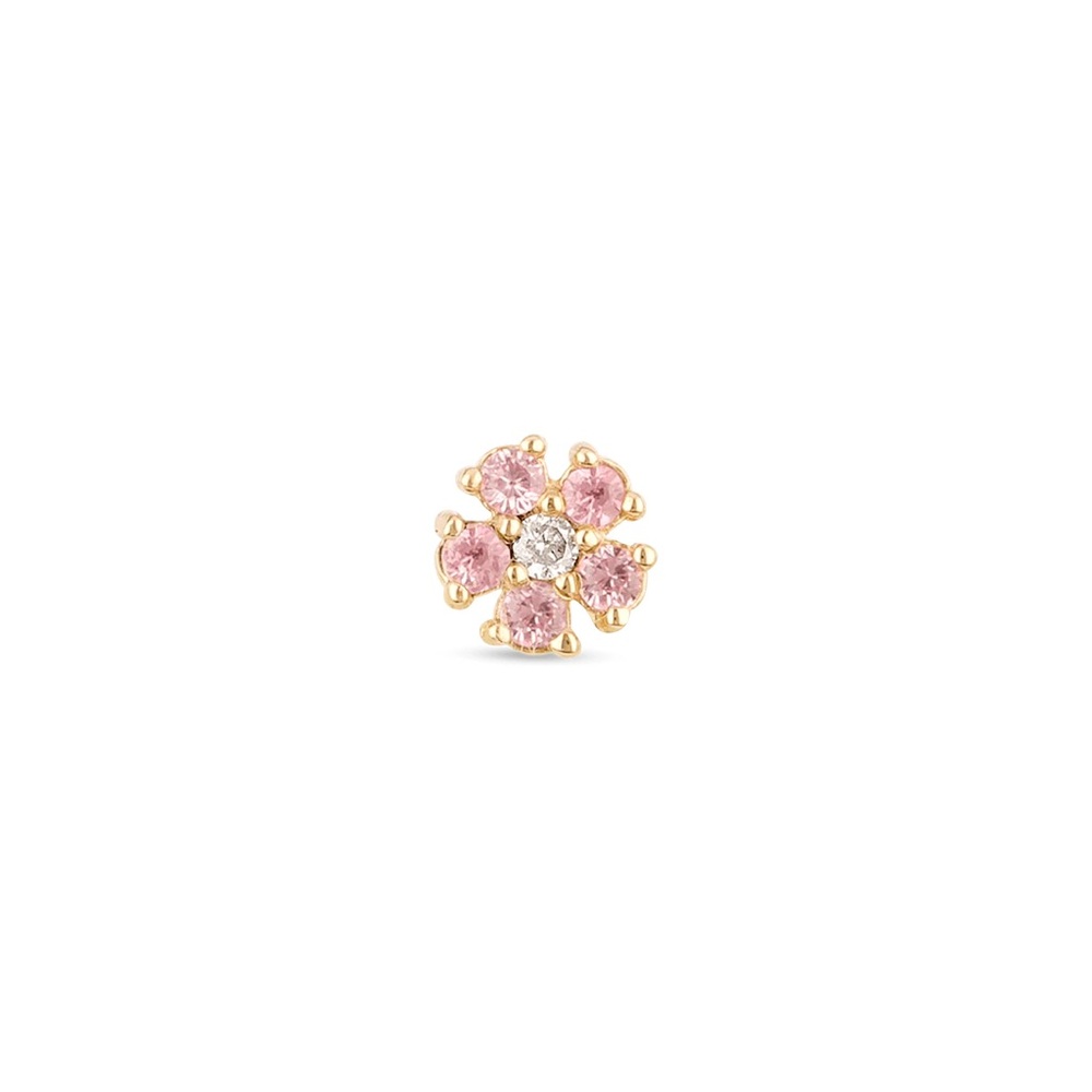 Stone and Strand Pink Sapphire and Diamond Flower Stud Pair
